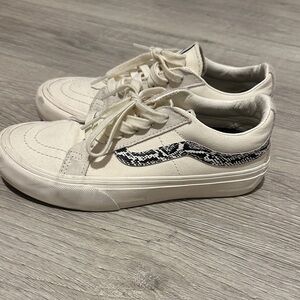 Vans Cream and Black Patterned Sneakers